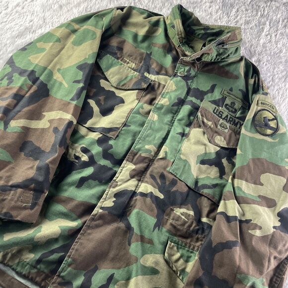 Vintage US Army Cold Weather Field Coat Large Short Camouflage Camo Ranger Diver